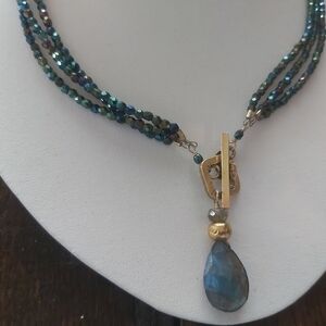 VINTAGE LABRADORITE Gorgeous beaded necklace/B1